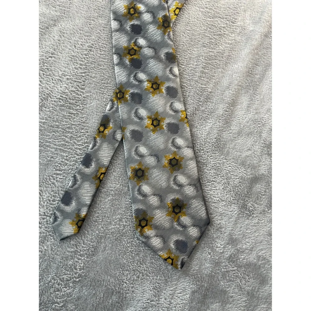 RSM Rochester Special Man‎ Tie, Gray Yellow Circle Floral, 100% Silk Necktie